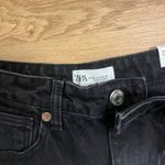 ZARA  Black Wide Leg Distressed Jeans Size 6 New High Waist Photo 2