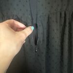 ZARA Black Long Sheer Sleeve Dotted Key Hole Back Belted Short Romper Women Sz S Photo 10