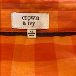Crown & Ivy  Gingham Cotton Button Down Shirt Orange Size XL Photo 3