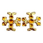 Tory Burch $158 Retail NWOT Roxanne Jeweled Stud Earrings Gold / Honey Topaz Photo 1