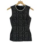 Derek Lam  Sleeveless Tweed Peplum Top - Black/White - US 0 Photo 4