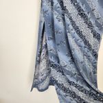 American Vintage Vintage 90s Blue Floral Striped Maxi Skirt Pull On Side Hem Split M Photo 6