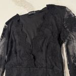 Pretty Little Thing  Bell Sleeve Lace Romper Plunge Neckline Women’s 6 Black Sexy Photo 4