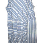 Catherines Multi Stripe Linen Blend Blue & White Striped Midi Dress Size 4x Photo 0