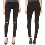 frame denim FRAME Le Skinny de Jeanne Black Acid Wash Ripped Jeans Raw Hem 26 Photo 1