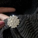 Briggs New York BRIGGS double collar black sweater gold lines diamond tie front new with tag Photo 8