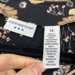 Covington  Black Floral Short Sleeve Button Up Top Ruffle Size 14 Photo 3