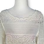 Anthropologie James Coviello Janice Top Cream Crotchet Knit Open Weave Scoopneck Photo 3