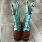 Ariat Leather Western Round Toe Cowboy Boots Turquoise Brown Size 7 Photo 2