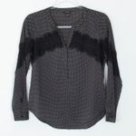 Ann Taylor Petite Polka Dot Lace Detail V Neck Long Sleeve Blouse Shirt XSP Work Photo 0