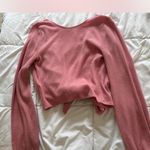 Hollister Pink Ribbed Tie-Front Top Photo 1