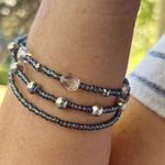Triple Strand Smokey Gray, Clear and Silver Toned Beaded Bracelet Gray Photo 1