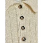 None Womens Preppy Minimalist Wool Alpaca blend Polo Sweater Small Cream Photo 4