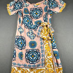 Maeve by Anthropologie Resort Wrap Dress Size 14 Floral Print Square Neck Tie Pink Photo 0