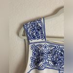 Antonio Melani Antonio Melanie White Dress with Blue Embroidery, Size 14 Photo 5