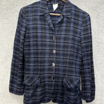 Vintage 90s Carole Little Blazer 4 Navy Plaid Preppy Dark Academia Quiet Luxury Blue Photo 0