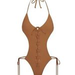 SKIMS Signature Swim Lace Up Monokini Almond Size XL Photo 0