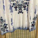 APNY Blue White Tie Dye Embroidered Pullover Top Birds Flowers NWT New XL Photo 4