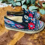 Johnny Was  Black Espadrilles with Colorful Embroidery Photo 8