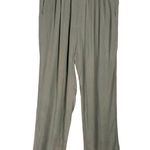 Carol Little Silk Pants Size 12 Olive Green Relaxed Fit Straight Leg Pockets Photo 0