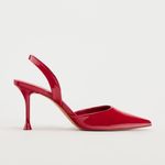 ZARA Red Leather Slingback Heels Photo 0