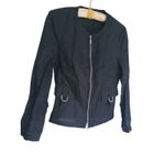 Basler Italian Linen Full Zip Jacket Small Black Tailored Quiet Luxury Career Photo 3