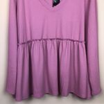 Torrid NWT  Women’s Knit V-Neck Floral Lace Inset Pink Long Sleeve Peplum Blouse Photo 2