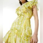 Karen Millen NEW Cutwork Applique Paisley Butter Yellow Ruffle Dress Photo 0