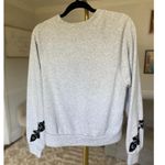 EXPRESS  Floral Lace Appliqué Sweatshirt Pullover Black Gray S Buttery Soft Cozy Photo 2