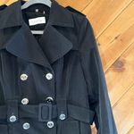 Calvin Klein Black Double Breasted Button Rain Jacket Trench Coat Photo 2