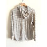 L.L.Bean  Women's M Birchwood Brushed Waffle Funnelneck Cream Striped Pullover‎ Photo 4