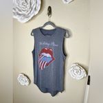 The Rolling Stones NTM:  Red, White & Blue Lips Graphic Gray Muscle Tank Top Sz L Photo 5