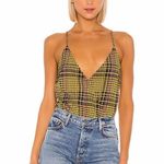 Lovers + Friends NWT  Bianca Yellow Plaid Bodysuit Photo 2