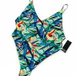 Nasty Gal Tropical Print High Leg One Piece Swimsuit Women's Size 14 NWT Photo 1