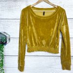 Savvi Velvet Mustard Yellow Gold Long Sleeve Cropped Top Size Small Photo 8