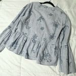 ZARA  Embroidered Cotton Poplin Shirt Size Large Photo 3