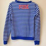 PINK - Victoria's Secret VS PINK KU Jayhawks Sweatshirt Blue Stripe Sz Small Victoria's Secret Kansas Photo 4