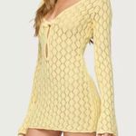 Edikted Brie Yellow Crochet Cut-Out Mini Dress XS NWT Festival Beach Cover Up Photo 1