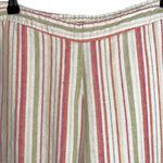 Coldwater Creek  Striped Linen Blend Wide Leg Pants Size M | Pockets Retro Boho Photo 2