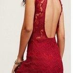 Free People New nwt Sexy Sleeveless Backless Lace Short Bodycon Dress xs red lace daydream Photo 1