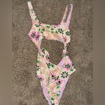 Aerie Real Good Paisley Scoop Neck Cheeky Swimsuit Size Medium Photo 2