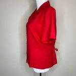 Sag Harbor Red Vintage Tie Back Short Sleeve Button Up Blouse Sz Medium Photo 2