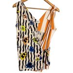 Bimba Y Lola Mixed Print Wrap Tank Top Size XS Stripe Floral Orange Beach Swim Photo 0