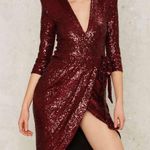 Zhivago Burgundy Sequin Kinsey Wrap Dress Women’s Size 8 Party Cocktail Evening Red Photo 0