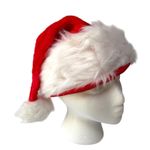 Set of 2 Plush Santa Hats Red & White Faux Fur Trim – Adult Size – New Photo 5