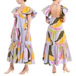 NWT La Ligne Stella Tiered Ruffle Cotton Midi Dress Lavender Swirl Size Small Purple Photo 16