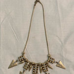 Golden Vintage Spike and Rhinestone Pave Crystal Necklace Dangle Fashion Gold Photo 0