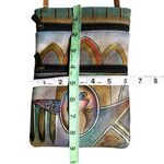 Anuschka Hand-Painted Leather Crossbody Bag | Abstract Multicolor Art Mini Purse Photo 7