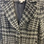 Loft Black and Gray Trench Coat with Houndstooth Pattern Photo 1