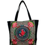 Embroidered Shoulder Handbag from Guatemala Purse Ethnic Boho Copper Coin Design Silver Photo 0